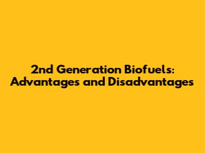 2nd Generation Biofuels: Advantages and Disadvantages