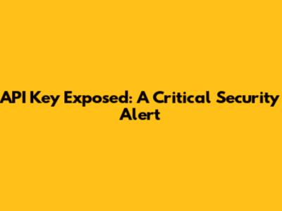 API Key Exposed: A Critical Security Alert