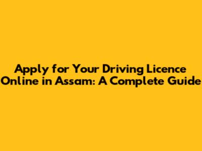 Apply for Your Driving Licence Online in Assam: A Complete Guide