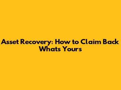 Asset Recovery: How to Claim Back What's Yours