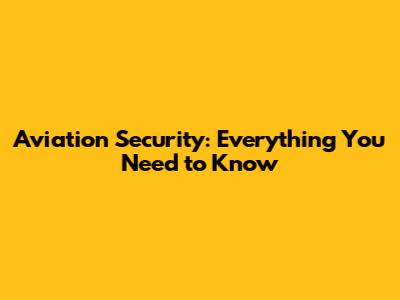 Aviation Security: Everything You Need to Know