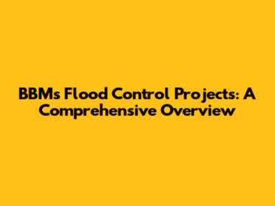 BBM's Flood Control Projects: A Comprehensive Overview