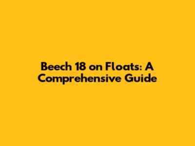 Beech 18 on Floats: A Comprehensive Guide