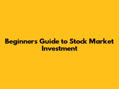 Beginner's Guide to Stock Market Investment