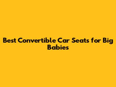 Best Convertible Car Seats for Big Babies