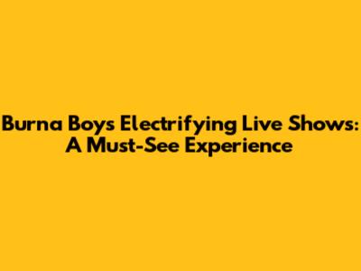 Burna Boy's Electrifying Live Shows: A Must-See Experience