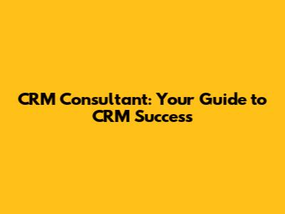 CRM Consultant: Your Guide to CRM Success