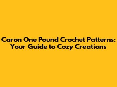 Caron One Pound Crochet Patterns: Your Guide to Cozy Creations