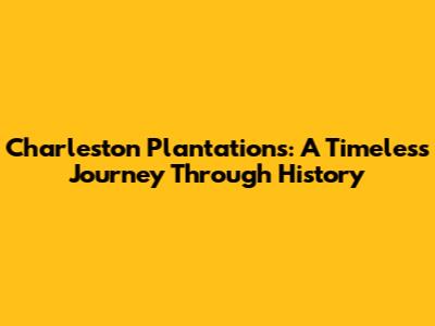 Charleston Plantations: A Timeless Journey Through History