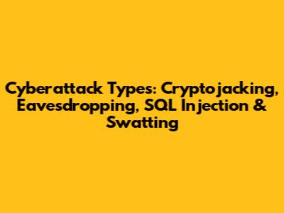 Cyberattack Types: Cryptojacking, Eavesdropping, SQL Injection & Swatting