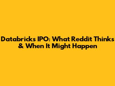 Databricks IPO: What Reddit Thinks & When It Might Happen