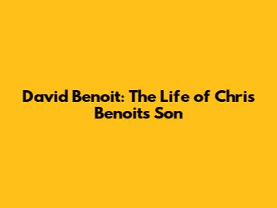 David Benoit: The Life of Chris Benoit's Son