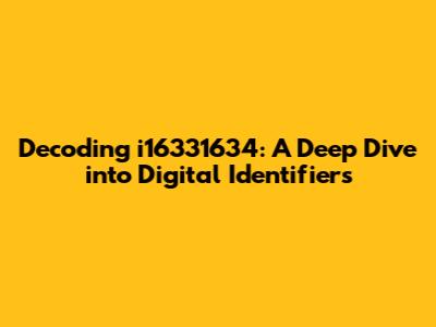 Decoding i16331634: A Deep Dive into Digital Identifiers