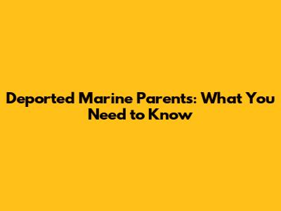 Deported Marine Parents: What You Need to Know
