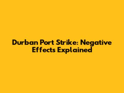 Durban Port Strike: Negative Effects Explained
