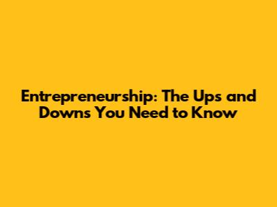 Entrepreneurship: The Ups and Downs You Need to Know
