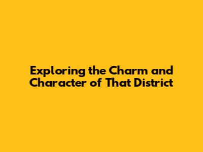 Exploring the Charm and Character of That District