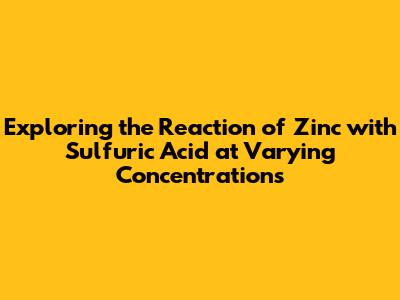 Exploring the Reaction of Zinc with Sulfuric Acid at Varying Concentrations