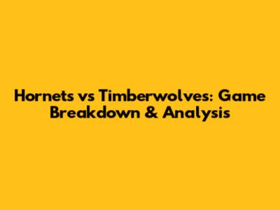 Hornets vs Timberwolves: Game Breakdown & Analysis
