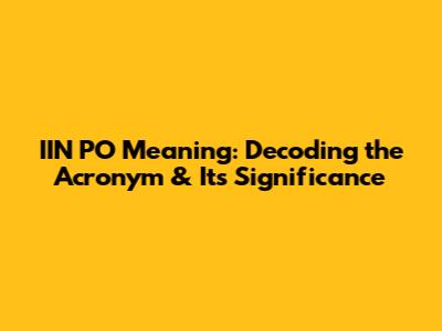 IIN PO Meaning: Decoding the Acronym & Its Significance