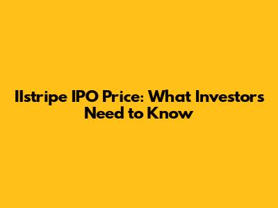 IIstripe IPO Price: What Investors Need to Know
