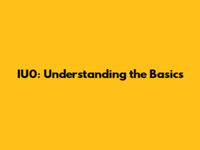 IU0: Understanding the Basics