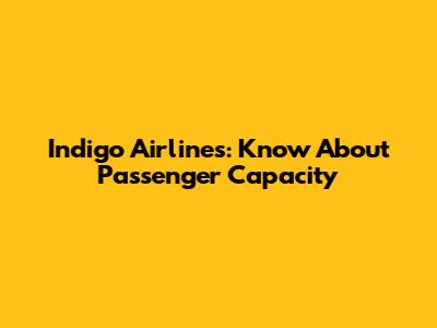 Indigo Airlines: Know About Passenger Capacity