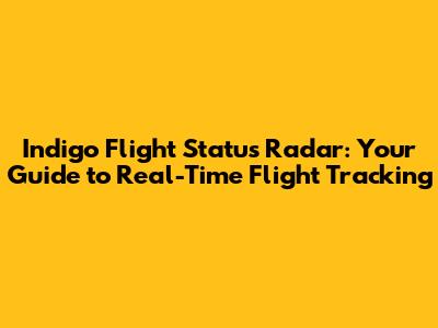 Indigo Flight Status Radar: Your Guide to Real-Time Flight Tracking