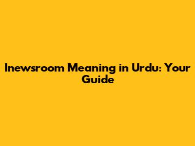 Inewsroom Meaning in Urdu: Your Guide