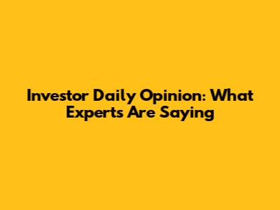 Investor Daily Opinion: What Experts Are Saying