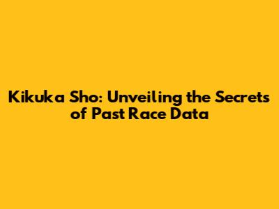 Kikuka Sho: Unveiling the Secrets of Past Race Data