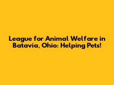League for Animal Welfare in Batavia, Ohio: Helping Pets!