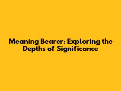 Meaning Bearer: Exploring the Depths of Significance