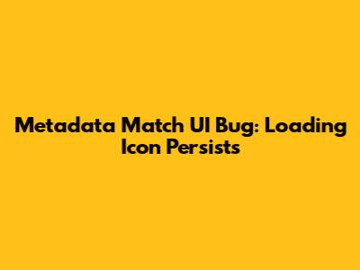 Metadata Match UI Bug: Loading Icon Persists