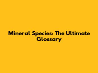 Mineral Species: The Ultimate Glossary