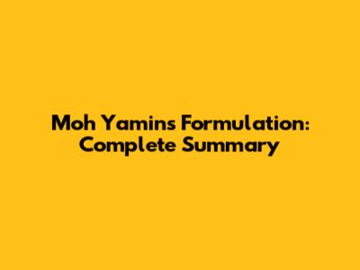 Moh Yamin's Formulation: Complete Summary