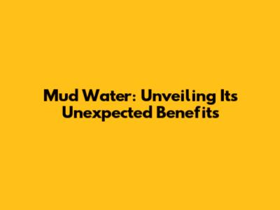 Mud Water: Unveiling Its Unexpected Benefits