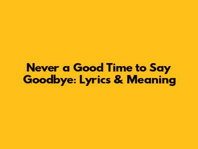 Never a Good Time to Say Goodbye: Lyrics & Meaning