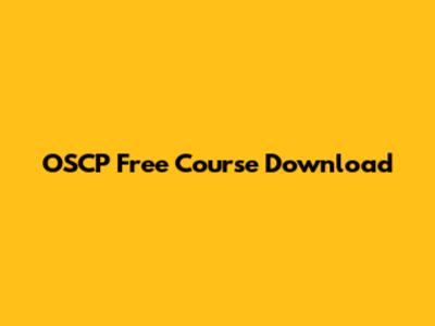 OSCP Free Course Download