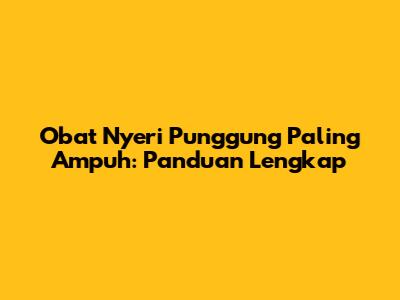 Obat Nyeri Punggung Paling Ampuh: Panduan Lengkap