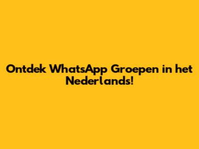 Ontdek WhatsApp Groepen in het Nederlands!