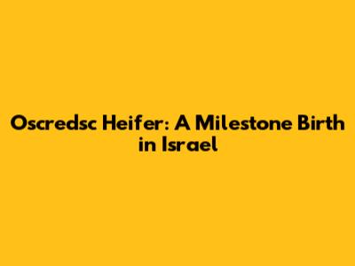 Oscredsc Heifer: A Milestone Birth in Israel