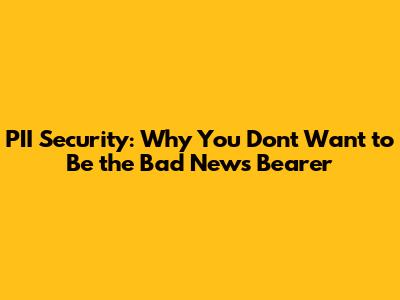 PII Security: Why You Don't Want to Be the Bad News Bearer