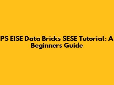 PS EISE Data Bricks SESE Tutorial: A Beginner's Guide