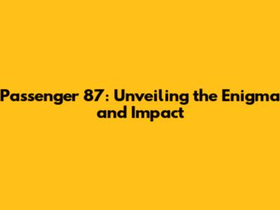 Passenger 87: Unveiling the Enigma and Impact