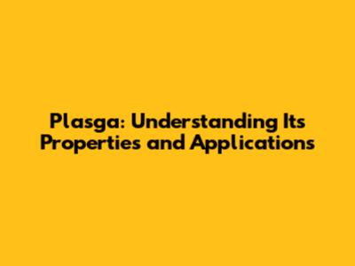 Plasga: Understanding Its Properties and Applications