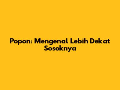 Popon: Mengenal Lebih Dekat Sosoknya