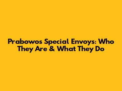 Prabowo's Special Envoys: Who They Are & What They Do