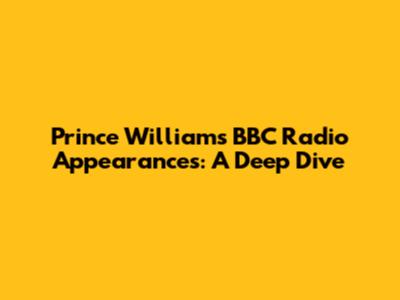 Prince William's BBC Radio Appearances: A Deep Dive