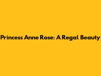 Princess Anne Rose: A Regal Beauty